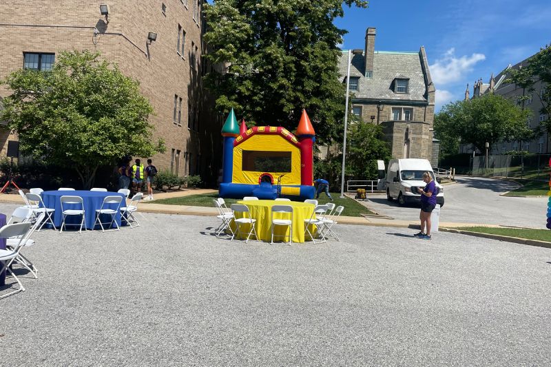 Rocklands Catering tables and bounce house