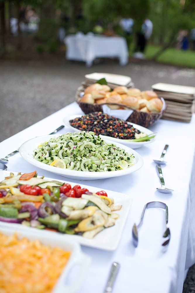 catered wedding spread