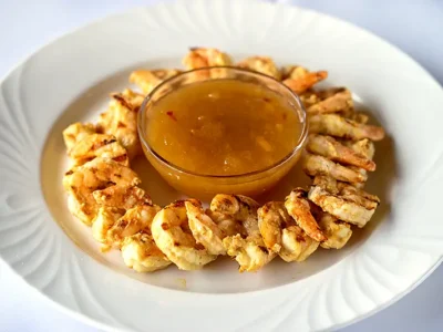 Grilled Marinated Gulf Shrimp with mango chutney