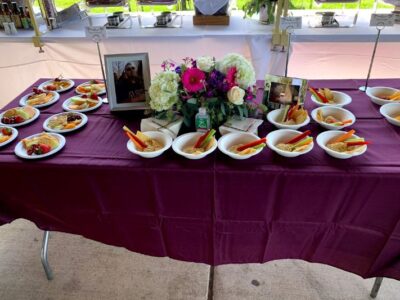 Rockland Catering outdoor funeral reception picnic appetizer table