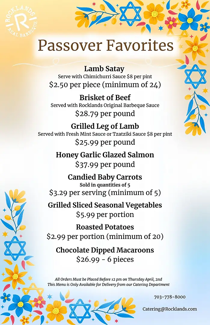 Passover holiday menu
