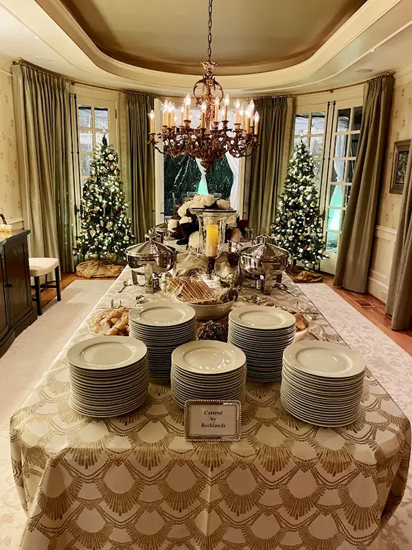 Holiday party with buffet table