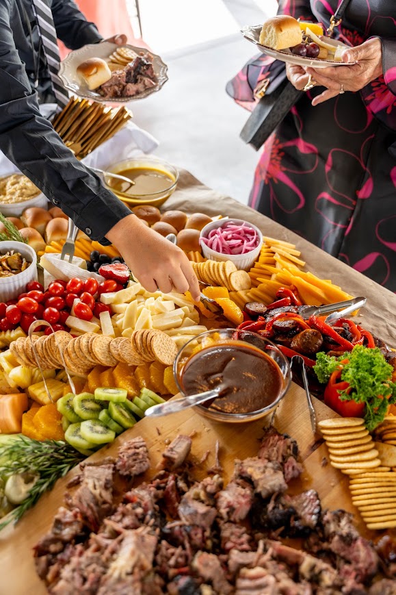 Guests enjoying grazing table