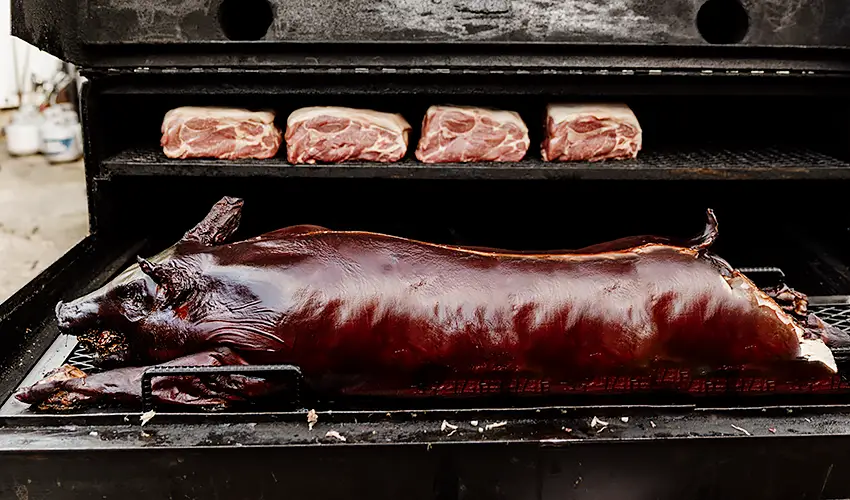 Rocklands pig roast on grill