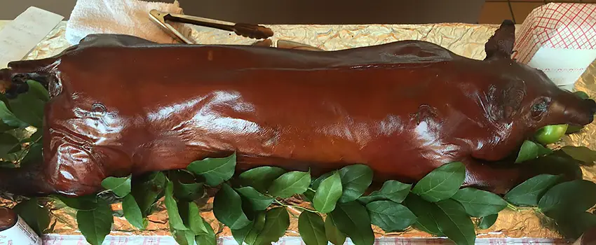 Rocklands Pig roast on table