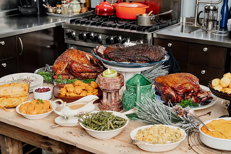 Rocklands catered mean served on kitchen island in home