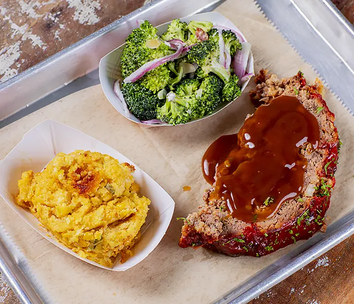 December Special: Homemade meatloaf with two sides of your choice