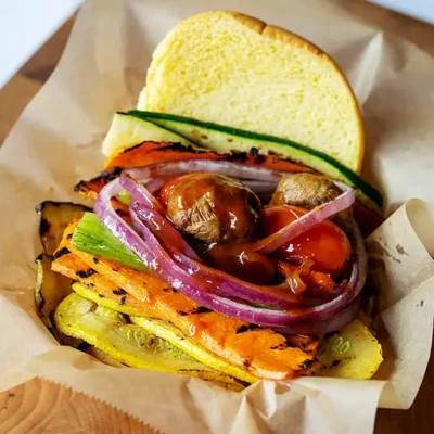 Rocklands grilled veggie chicken sandwich