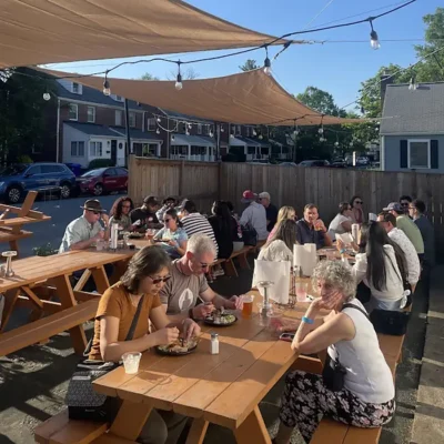 Outdoor patio dining at Rocklands