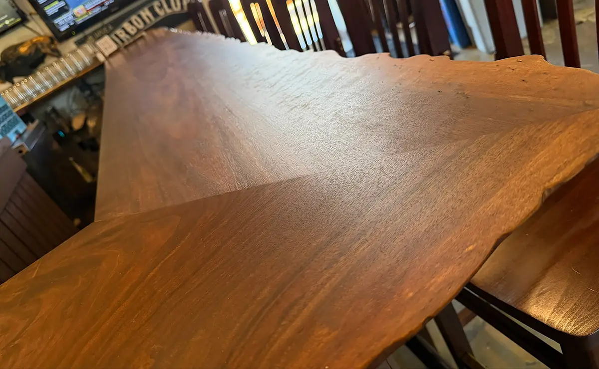 Detail of new black walnut bar