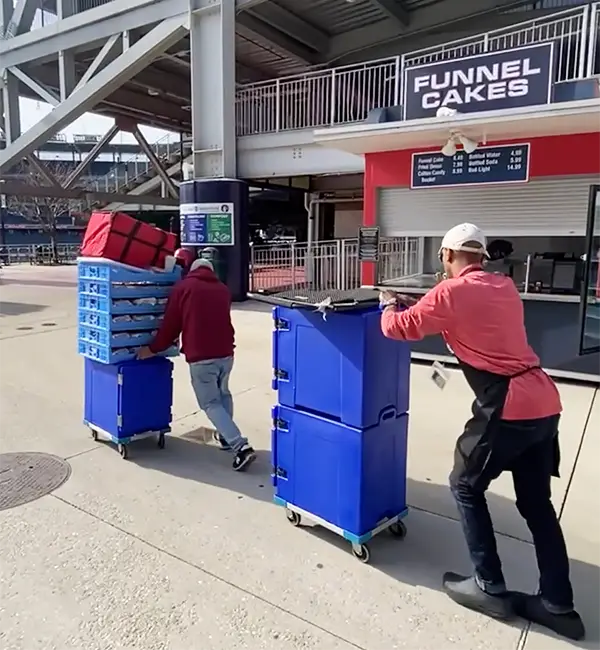 Rocklands workers rolling in the food carts.