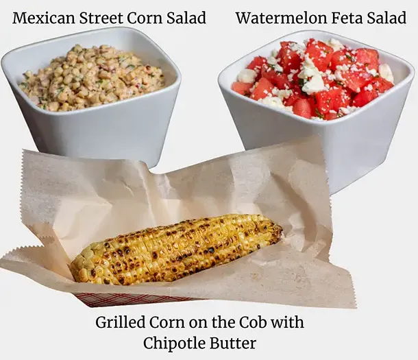 Summer sides - Mexican street corn salad, watermelon feta salad, grilled corn on the cob
