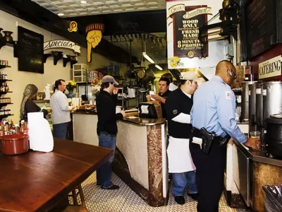 vintage photo of customers in DC store